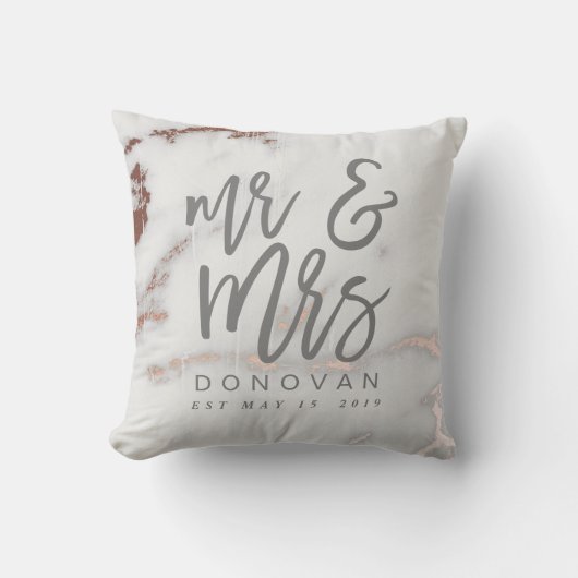 DE HEER EN MEVROUW MARBLE EN ROOS GOLD CUSHION KUSSEN (Voorkant)