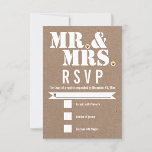 De heer en mevrouw Modern kraft paper RSVP