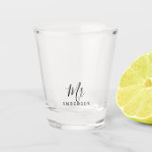 De heer en mevrouw | Modern script aangepast Shot Glas (Voorkant)