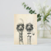 De heer en mevrouw Ostrich Briefkaart (Staand voorkant)