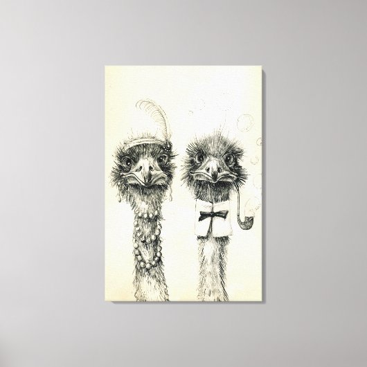 De heer en mevrouw Ostrich Canvas Afdruk (Voorkant)