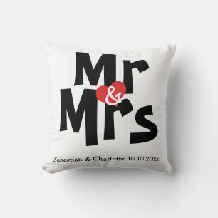 de heer en mevrouw Personalized Wedding / Jubileum Kussen