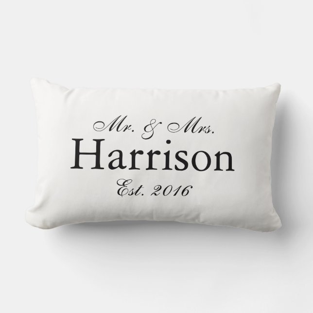 De heer en mevrouw Personalized Wedding Pillow Kussen (Voorkant)