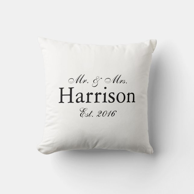 De heer en mevrouw Personalized Wedding Pillow Kussen (Voorkant)
