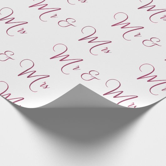 De heer en mevrouw Script Burgundy Cadeaupapier (Hoek)