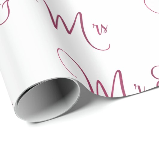 De heer en mevrouw Script Burgundy Cadeaupapier (Rol Hoek)