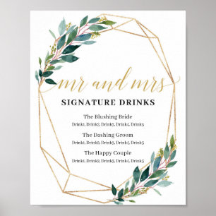 De heer en mevrouw Signature drinken tekenen groen Poster