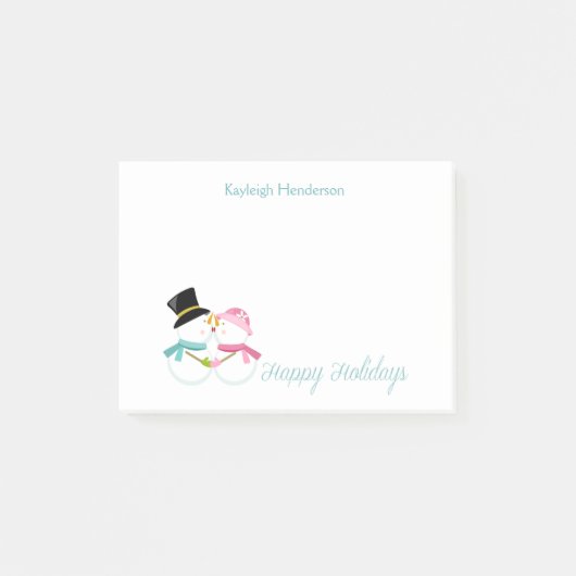 De heer en mevrouw Snowman in Love Personalized Post-it® Notes (Voorkant)