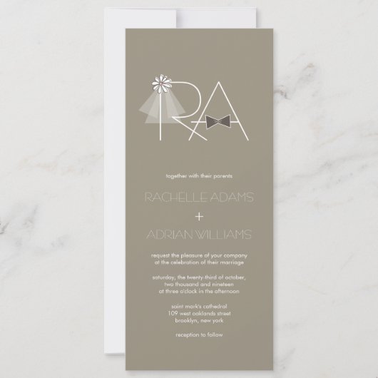 De heer en mevrouw Veil & Bow Stropdas Monogram We Kaart (Voorkant)