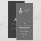 De heer en mevrouw Veil & Bow Stropdas Monogram We Kaart (Voorkant / Achterkant)