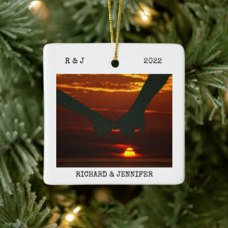 de heer en mevrouw Wedding | Twee gesteunde 2 Foto Keramisch Ornament