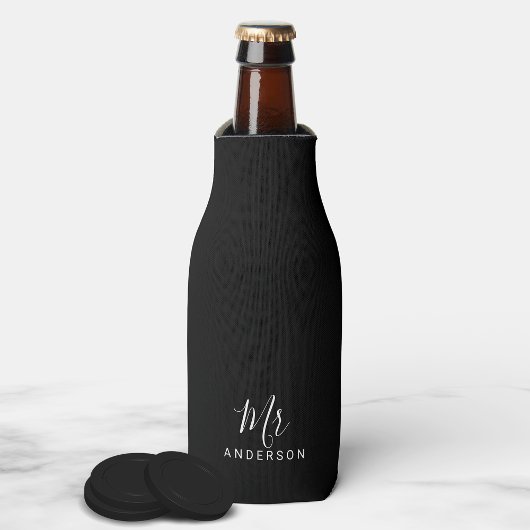 De heer en mevrouw | Zwart-wit modern script Flesjeskoeler