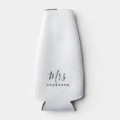 De heer en mevrouw | Zwart-wit modern script Flesjeskoeler (Voorkant)