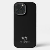 De heer en mevrouw | Zwart-wit modern script iPhone Hoesje (Achterkant)