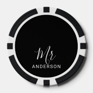 De heer en mevrouw Zwart-wit modern Script Wedde Poker Chips