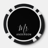 De heer en mevrouw | Zwart-wit modern Script Wedde Poker Chips (Achterkant)