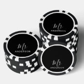 De heer en mevrouw | Zwart-wit modern Script Wedde Poker Chips (Opstapeling)