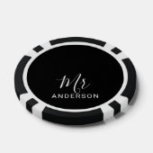 De heer en mevrouw | Zwart-wit modern Script Wedde Poker Chips (Enkel)