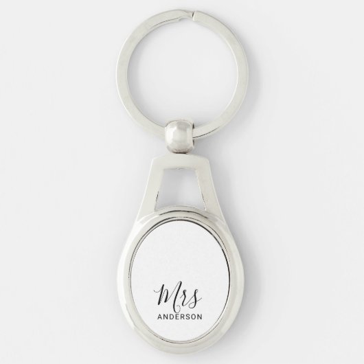 De heer en mevrouw | Zwart-wit modern Script Wedde Sleutelhanger (Voorkant)