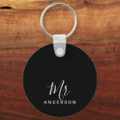 De heer en mevrouw | Zwart-wit modern Script Wedde Sleutelhanger (Voorkant)