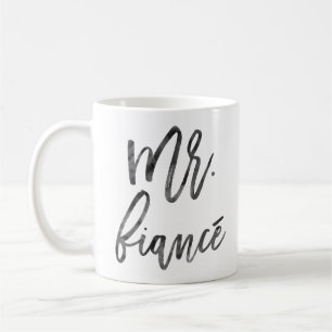 de heer Fiancé Inky Trendy Lettering Koffiemok