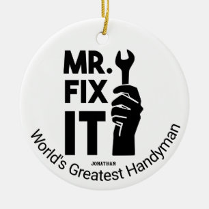De heer Fix It WFrench heeft een persoonlijke meni Keramisch Ornament