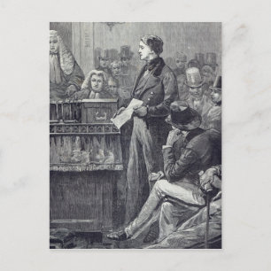 De heer Gladstone geeft zijn eerste toespraak Briefkaart