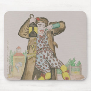 De heer Grimaldi als Clown, die de Muismat