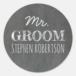 de heer Groom Chalkboard Ronde Sticker