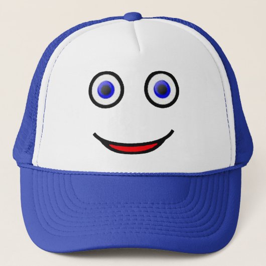 De heer Happy Face Trucker Hat (blauw) Pet (Voorkant)