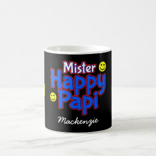 De heer Happy Papi met Smile Emojis en naam op BLA Koffiemok