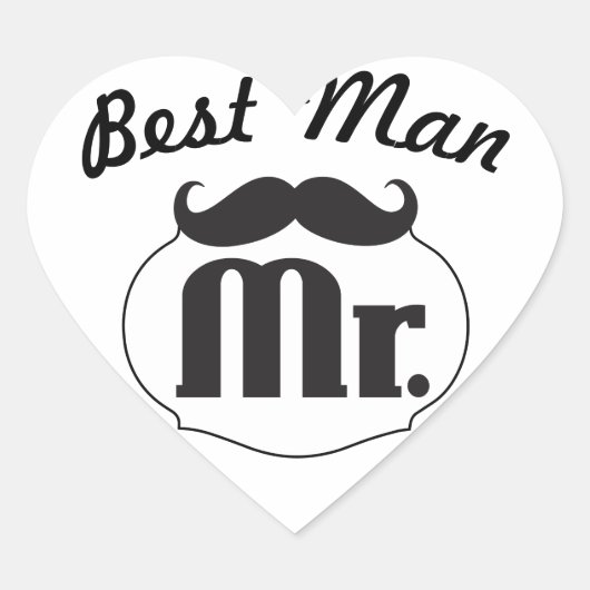 de heer Hipster Funny Mustache Best Man Hart Sticker (Voorkant)