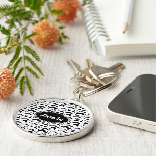 de heer Hipster Mustache Retro Black & White Sleutelhanger