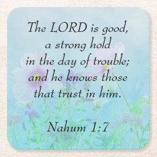De Heer is goed - Nahum 1:7 Vierkante Kartonnen Onderzetter
