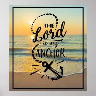 De Heer is mijn Anchor Sunset Beach Scene Poster