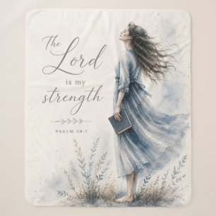 De Heer is mijn kracht Psalm 28:7 Aquarel Sherpa Deken