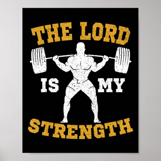 De Heer is mijn Sterke Christelijke Gym Jesus Work Poster (Voorkant)