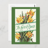 De  Heer is Risen met Gele Daffodils Briefkaart (Voorkant / Achterkant)