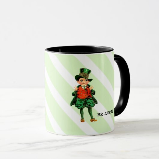 de heer Lucky Custom Name St. Patrick's Day Mok (Voorkant rechts)