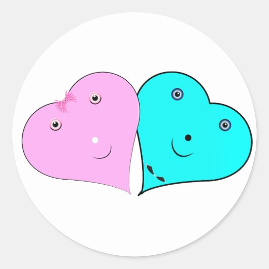 de heer & mevrouw hearts ronde sticker (Voorkant)