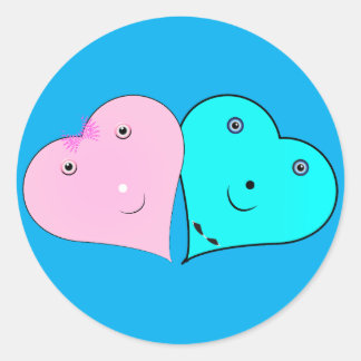 de heer & mevrouw hearts ronde sticker