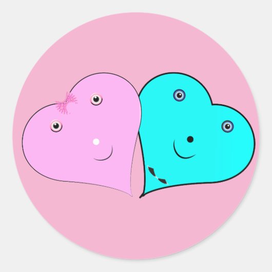de heer & mevrouw hearts ronde sticker (Voorkant)