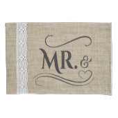 De heer & mevrouw Rustic Burlap Country Wedding Co Kussensloop (Voorkant-Links)