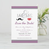 De heer & mevrouw Snor & Lippenstift Save-the-Date Save The Date (Staand voorkant)