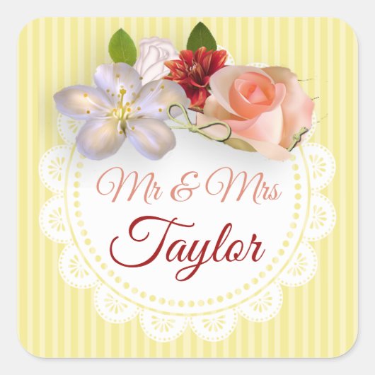 de heer & mevrouw Stickers Yellow and Coral Floral (Voorkant)