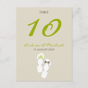 De heer & mevrouw Teenslippers Wedding Table Numbe Briefkaart