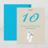 De heer & mevrouw Teenslippers Wedding Table Numbe Briefkaart (Voorkant / Achterkant)