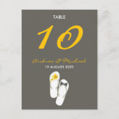 De heer & mevrouw Teenslippers Wedding Table Numbe Briefkaart (Voorkant)