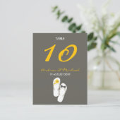 De heer & mevrouw Teenslippers Wedding Table Numbe Briefkaart (Staand voorkant)
