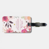 de heer & mevrouw Trendy Pink  Floral Pattern Bagagelabel (Achterkant horizontaal)